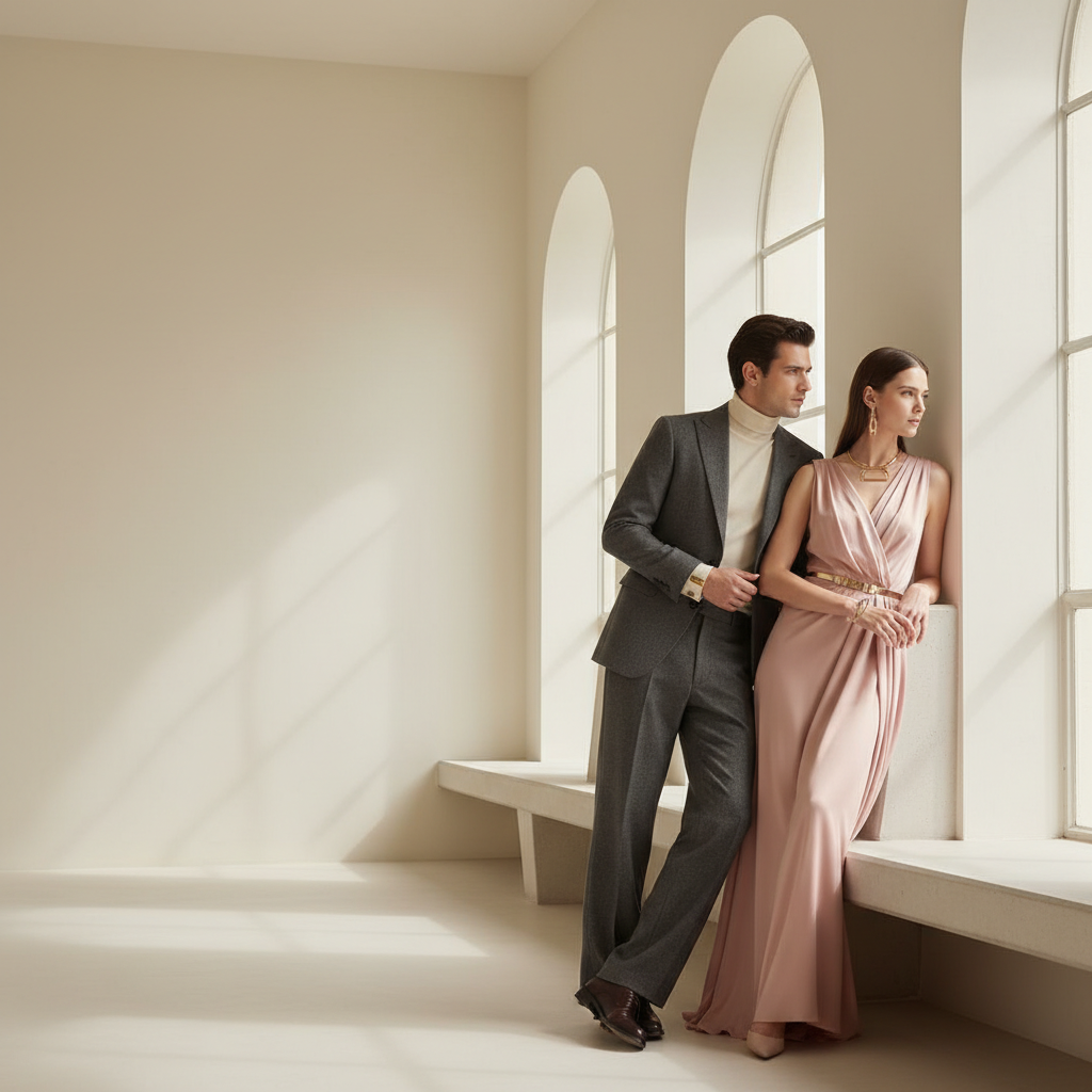 Editorial fashion model in soft natural light